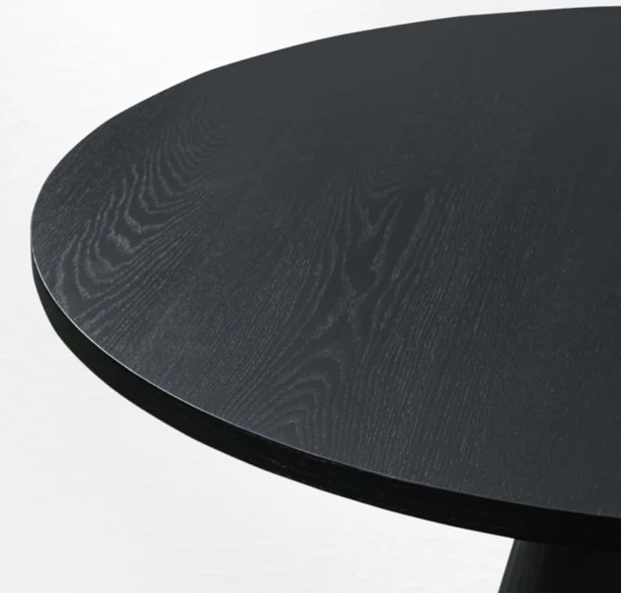 Miniatura 6 de Mesa auxiliar con pedestal negra de 14.56 pulgadas de diámetro, mesa auxiliar moderna, diseño de base acanalada, mesa de bebida minimalista para