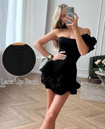One Shoulder Satin Mini Homecoming Dresses for Teens Short Ruffles Prom Cocktail Evening Party Dress2