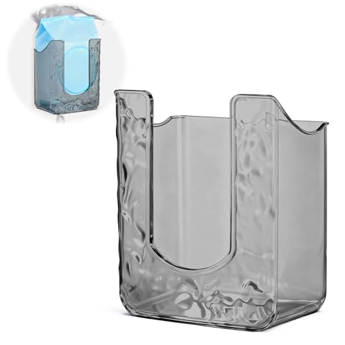 Wipes Dispenser, Flushable Wipes Holder for Bathroom, Kitchen Wipe Storage, Non-Slip Wall-Mounted Tissue Box, Wipe Container for Kitchen Bathroom Bedroom (Transparent Gray)