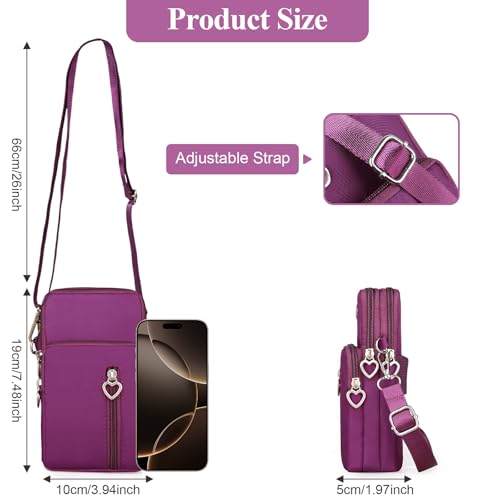 Image of WITERY Waterproof Nylon Cute Crossbody Cell Phone Purse Smartphone Wallet Bag for Women