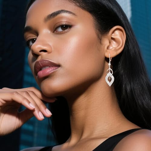ALEXCRAFT Sterling Silver Twisted Dangle Earrings for Women Hypoallergenic Silver Spiral Drop Earring Cubic Zirconia Leverback Drop Dangle Earrings for Women Dangling Dangly Trendy Jewelry Gifts4