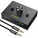 Produktbild LiNKFOR 3,5mm Stereo Audio Switcher Selector Splitter Konverter Audio Schalter Umschalter 2 Eingänge 1 Ausgang / 1 Ausgang 2 Eingänge (2x1 / 1x2) mit Stummschalttaste + 3,5mm Audiokabel für Kopfhörer