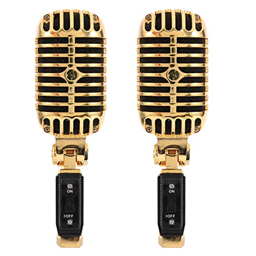 Microphone filaire vintage pour éviter les coupures de signal lors du karaoké duo doré