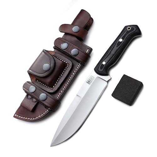 GCS Custom Handmade Black And White Handle D2 Tool Steel Buffalo Hide Sheath GCS 148