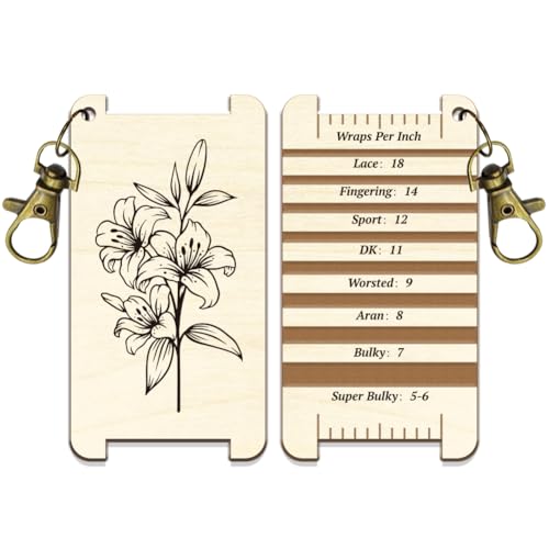 arricraft May Lily Spinning Control Tool, Decorative Yarn WPI Guide Gauge with Clasp Wood Yarn Wrap Guide Board with Diz for Spinners Yarn Measuring Tools Crochet Accessories