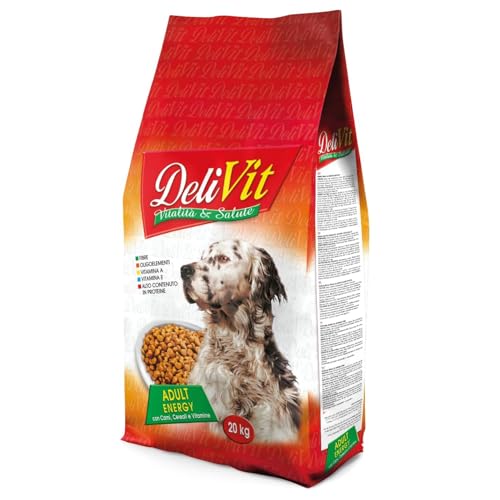 DeliVit Adult Energy 28/13 - Crocchette Cani 20 kg offerte con Proteine e Grassi Elevati - Prodotto Made in Italy con ingredienti scelti