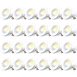 Amico 24 Pack 5/6 inch 5CCT LED Recessed Lighting, Dimmable, 12.5W=100W, 950LM, 2700K/3000K/4000K/5000K/6000K Selectable, Retrofit Can Lights with Baffle Trim, IC Rated - ETL & FCC, White
