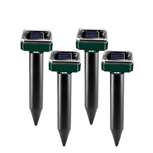 Updated Mole Repellent for Outdoors 4 Packs,Solar Ultrasonic Pest Control Mole Traps Groundhog Scare Gopher Chaser Snake Away Repellent