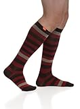 VIM & VIGR Compression Socks - Cotton-Thick Stripes (Dark Brown & Brick) - Men's Small