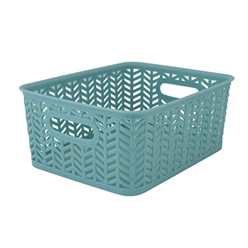 Simplify 25173-Dusty-3Pk Herringbone Storage Basket, Small, Dusty Blue, 3 Count #TOP6