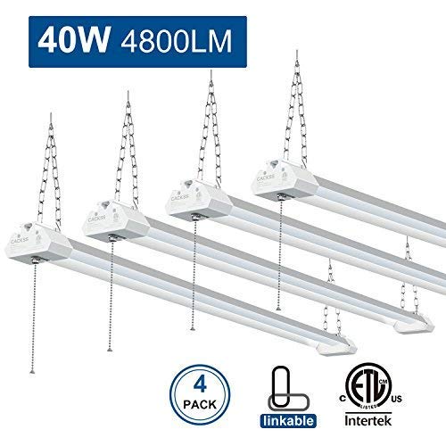 CACKSS LED Shop Lights 4 Pack, 4FT 40W 4800LM 5000K Daylight White, Linkable Worklight Fixture with Pull Chain(On/Off), ETL Listed CACKSS LED Shop Lights 4 Pack, 4FT 40W 4800LM 5000K Daylight White, Linkable Worklight Fixture with Pull Chain(On/Off), ETL Listed