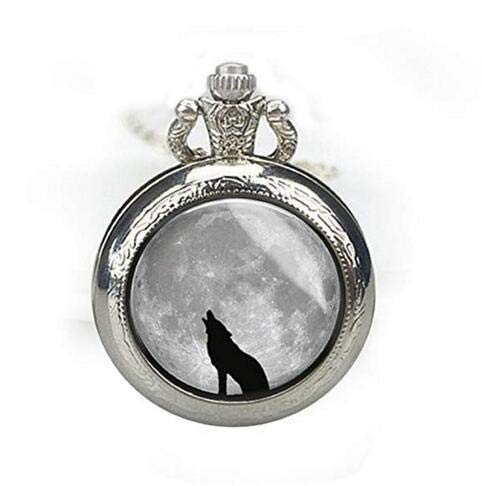 Preisvergleich Produktbild Taschenuhr mit Anhänger, Motiv Wolf heulend at the moon