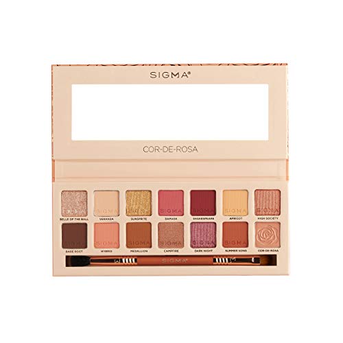 Sigma Beauty Cor-De-Rosa Eyeshadow Palette - 14 Warm Eyeshadow Shades In Matte, Shimmer And Metalic Finishes - Highly Pigmented Vegan Eye Makeup Palette - Clean Beauty Products #TOP29