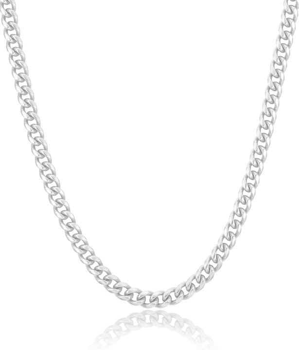 Solid 925 Sterling Silver 3.5/5/7/10mm Cuban Link Curb Chain Necklace for Men Women 925 Sterling Silver Chain 16-30 Inches Made in Italy