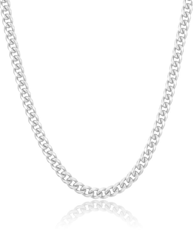 Solid 925 Sterling Silver 3.5/5/7/10mm Cuban Link Curb Chain Necklace for Men Women 925 Sterling Silver Chain 16-30 Inches Made in Italy
