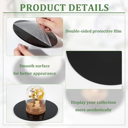 FINGERINSPIRE 2Pcs Model Display Bases 15x15cm Black Round Huge Figure Bases Circular Acrylic Large Figure Stands Flat Round Model Display Base for Wargaming Boardgaming Collectible Figure Table Game - Image 4