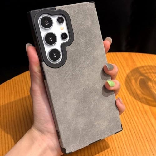 Étui magnétique pour Samsung S23 Ultra en cuir gris clair protégeant les quatre coins