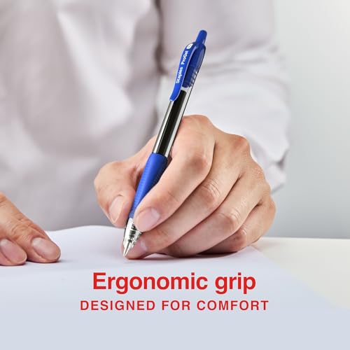 Image of STAPLES Retractable Gel Pens, Fine Point 0.7mm, Blue Ink, 5 Pack - ProGel Quick‑Dry Pens for Notes & Everyday Writing