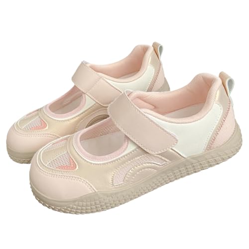 Y2K Chunky Mary Jane Shoes for Women Breathable White Flats with Rounded Toe, Preppy Vibe Casual to Pair with Dresses