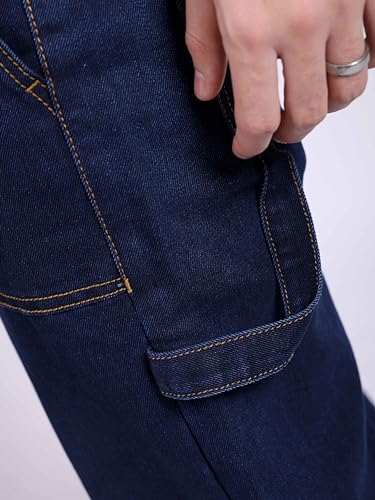 Image of The Indian Garage Co Men Baggy Solid Mid-Rise Stretchable Jeans