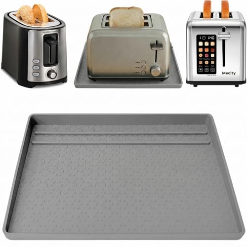 HiloFenar Toaster Crumb Catcher Tray for Under Toaster, 8x12 Inch Silicone Mat, Heat Resistant Non-Slip Under Toaster Crumb Tray, Easy Clean Crumb Catch Tray for Kitchen Countertop (Grey-8x12")