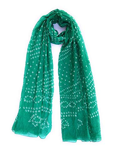 Image of PK HUB Women's Jaipuri Rajasthani Bandhani Dupatta | Art Silk Bandhej Dupatta with Gota Patti Work & Tassels (Free size)