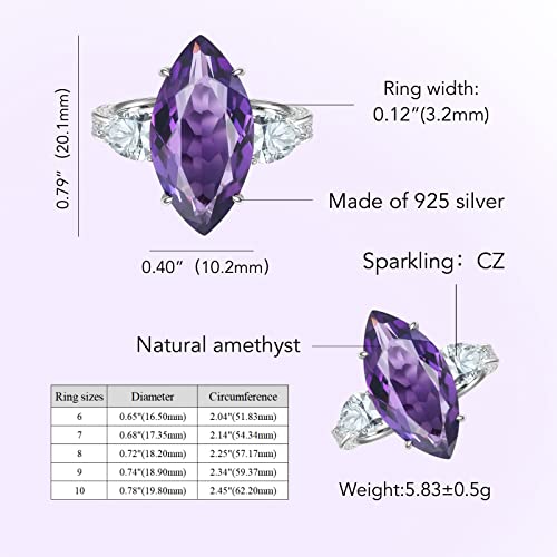 Jupiter Natural Amethyst Silver Ring - 925 Sterling Silver Rhodium Plated Genuine Gemstone Women Ring, Glamour Natural Amethyst Birthstone Rings Jewelry Gifts For Valentine's Day, Mother's Day, Birthday Jewelry Gifts #TOP1