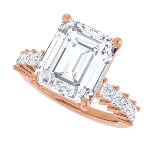 4 Ct Emerald Cut Lab Grown 3 Stone Statement Engagement Ring for Women