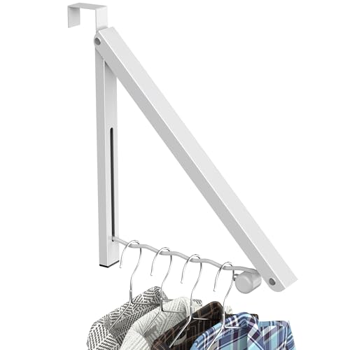 Image of Hleelomi Clothes Drying Rack for Laundry Room Organization,Foldable Over The Door Drying Racks for Saving Space, 1 Hanger White