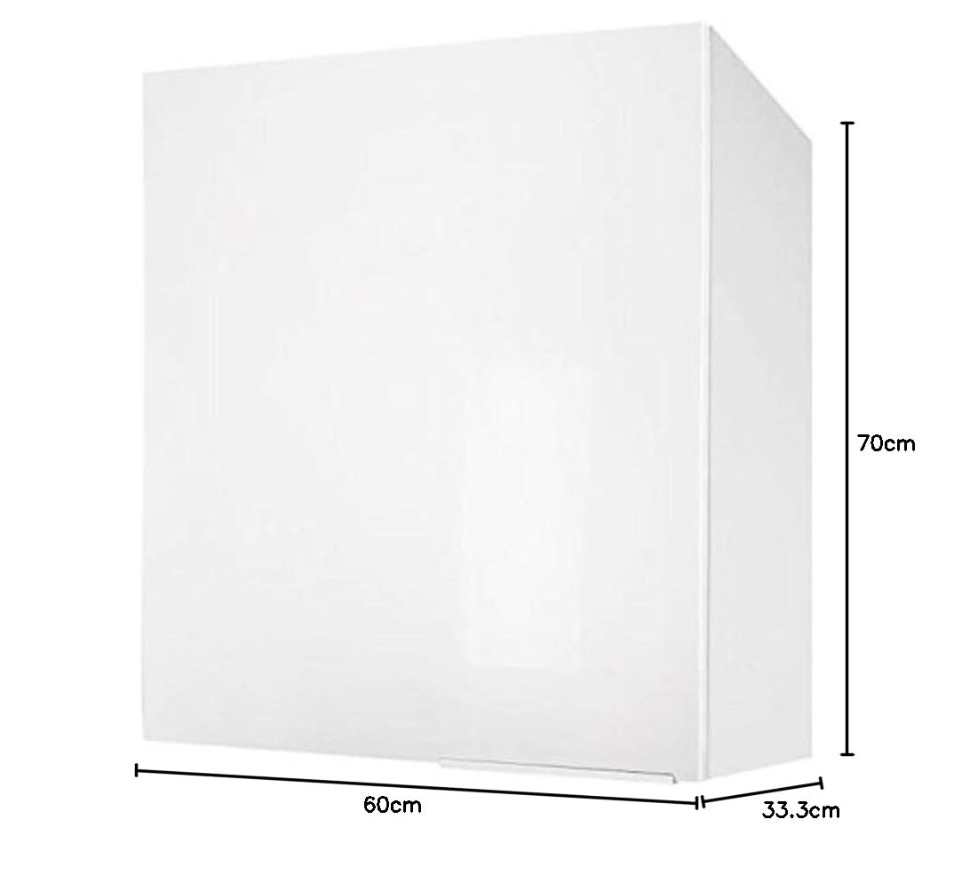 Berlenus CP6HB Meuble Haut de Cuisine avec 1 Porte Blanc Haute Brillance 60 x 34 x 70 cm