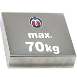 Temperatura massima: 80° C Blocco magnetico 50 x 50 x 10mm Neodimio N45, Nichel - forza 70 kg