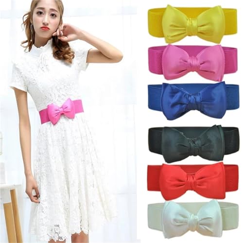 Womens Belt Women Belt Cute Big Bow Waist Wrap Elastic Belt(Black)2