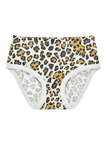 ZZKKO Leopard Pattern Yellow Brown Girls Underwear Toddler Panties for Girls Comfort Brief Size 2T