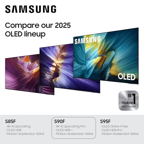 SAMSUNG 42-Inch Class OLED S90F 4K Smart TV (2025 Model) NQ4 AI Gen3 Processor, 4K AI Upscaling Pro, OLED HDR +, Motion Xcelerator 144Hz, Samsung Vision AI, Alexa Built-in
