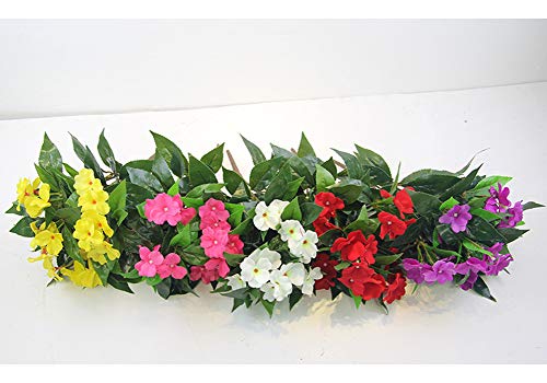 Lopkey 7 Branches Artificial Impatiens Bouquet Flower Patio Lawn Garden Wedding Photo Decor (2Pcs),Pink #TOP3