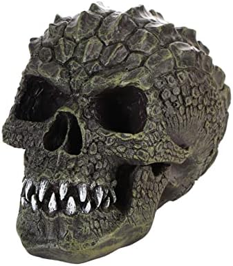LHGDK Skull Decor Model Vintage Green Texture Evil Appearance Halloween Alligator Skulls Resin Statue