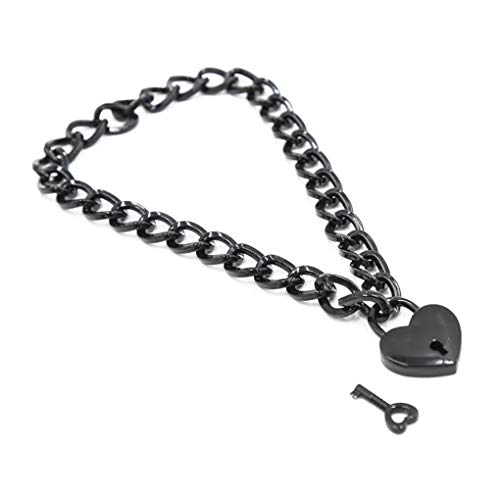 Halsband sex sm Erotik Metallkette Halsbänder mit Herz Schloss Collier Fesseln Ketten Einstellbar Erwachsenen Bondage Fetische Sex-Spielzeug für Anfänger Cosplay Frauen Männer,Schwarz