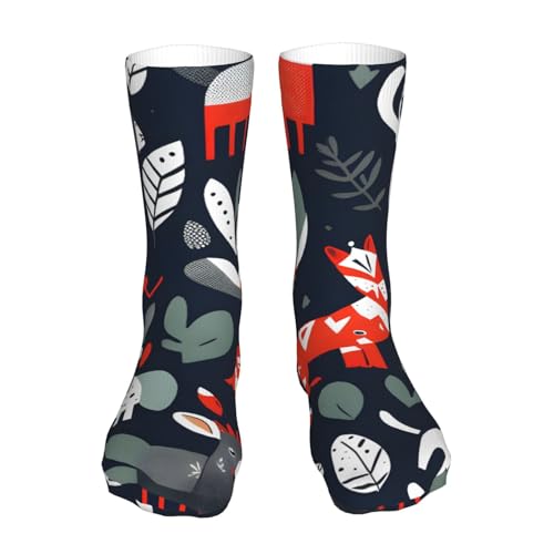 KLJnmbb Calcetines de tubo hasta la rodilla con estampado de animales escandinavos, cómodos, atléticos, uso diario, regalo, viajes, vacaciones