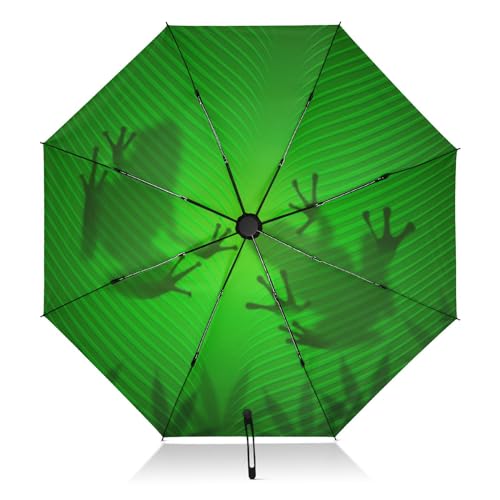 ALAZA Folding Umbrella Frog Shadow on Banana Leaf