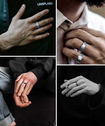 REVOLIA 16PCS Silver Rings for Men Stianless Steel Band Rings for Men Women Simple Engagement Wedding Promise Rings Set2