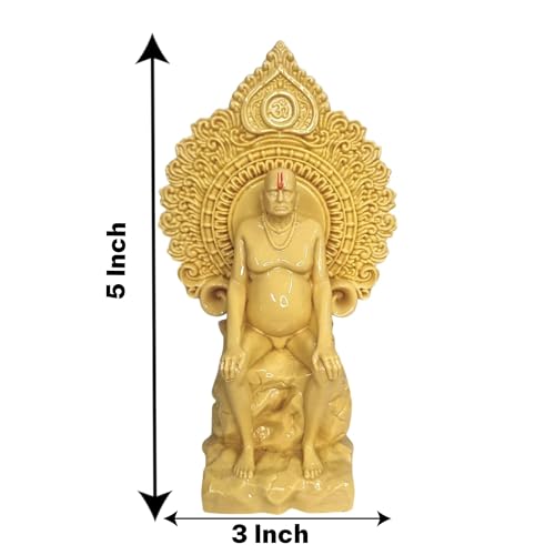 Image of KariGhar Resin Swami Samarth Idol with Stone Singhasan,Perfect for Car Dashboard and Home Temple and Office and Decoration, in of White Color and 5 Inch Size.