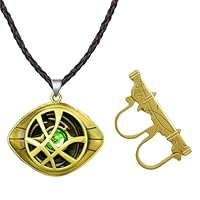 Doctor Strange Kette, Doctor Strange Halskette, Doctor Strange Ring, Dr Strange Schmuck, Eye of Agamotto Necklace, Cosplay Anhänger Halskette, Superheld Geschenke, für Kinder Frauen Mädchen