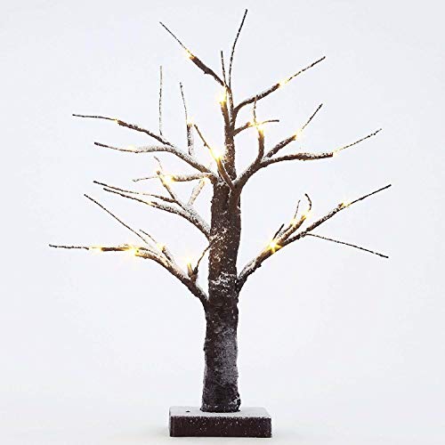Maximalpower Led Snow Bonsai Tree Light 15-Inch Tabletop Lamp W/ 24 Light Bulbs | Cordless Battery-Powered - White Light (Tree + 4 Recharge Aa Batts) #TOP1