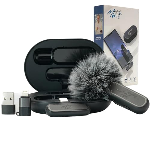 MagicMic™ 2. Generation Wireless Mikrofon Einsteiger-Set (1 Sender + 1 Empfänger) Plug & Play Inkl. Ladebox & Geräuschunterdrückung Einfaches Ansteckmikrofon für Handy,...