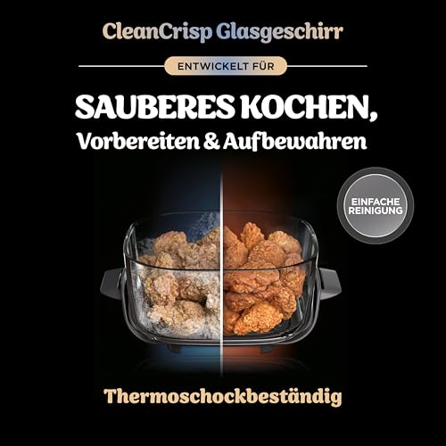 Ninja CRISPi Tragbare Heißluftfritteuse, 3,8 l & 1,4 l, 4-in-1: Heißluftfrittieren, Braten, Aufknuspern, kompaktes Design, 2 abnehmbare Glasbehälter & Deckel, 1700 W, Mango-Wolken FN101EUORPR 6