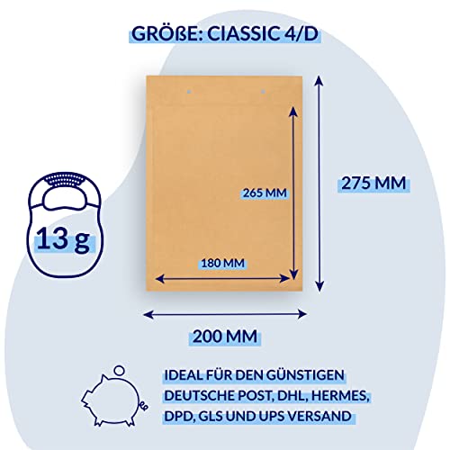 20 Luftpolstertaschen 200 x 275 mm | selbstklebend | Polsterumschläge | Versandtaschen | Warensendung | Luftpolsterumschläge | braun | selbstklebende | Luftpolster geeignet für DIN A5