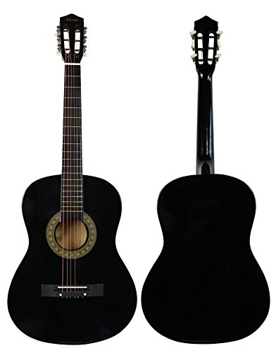 Ymc 38" Black Beginner Acoustic Guitar Starter Package Student Guitar With Gig Bag,Strap, 3 Thickness 9 Picks,2 Pickguards,Pick Holder, Extra Strings, Electronic Tuner -Black #TOP1