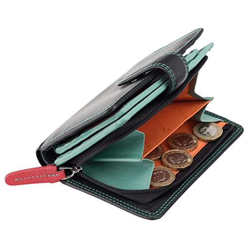 Image of VISCONTI Rainbow Leather Ladies Purse Style RFID Blocking RB51 (Black Rhumba)