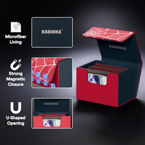 Image of Kabinka MTG Deck Box with Embossed Design, Fits 120+ Sleeved Cards, Blue | Premium Leather TCG Deck Box with Magnetic Closure, Card Storage Box for MTG, TCG, PTCG, Sports Cards