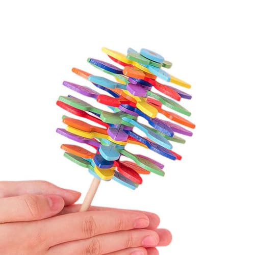 ieron Wooden Spin Lollipop Fidget Toys, Colorful Rainbow Tree Sensory Educational Toy Gifts for 3 4 5 +Year Old Kids